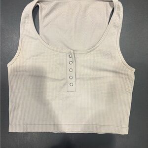 Cream Ribbed Tank Top